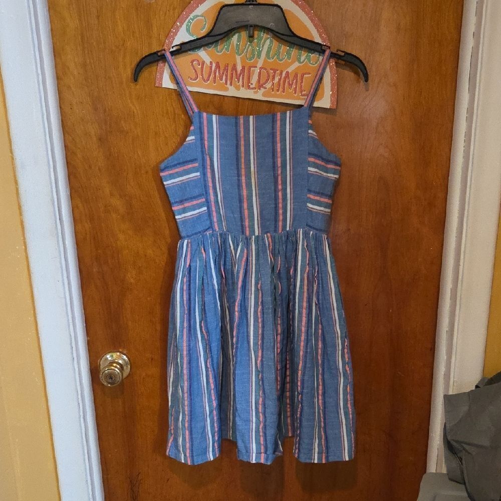 Mini Boden Blue and White Pleated Sundress